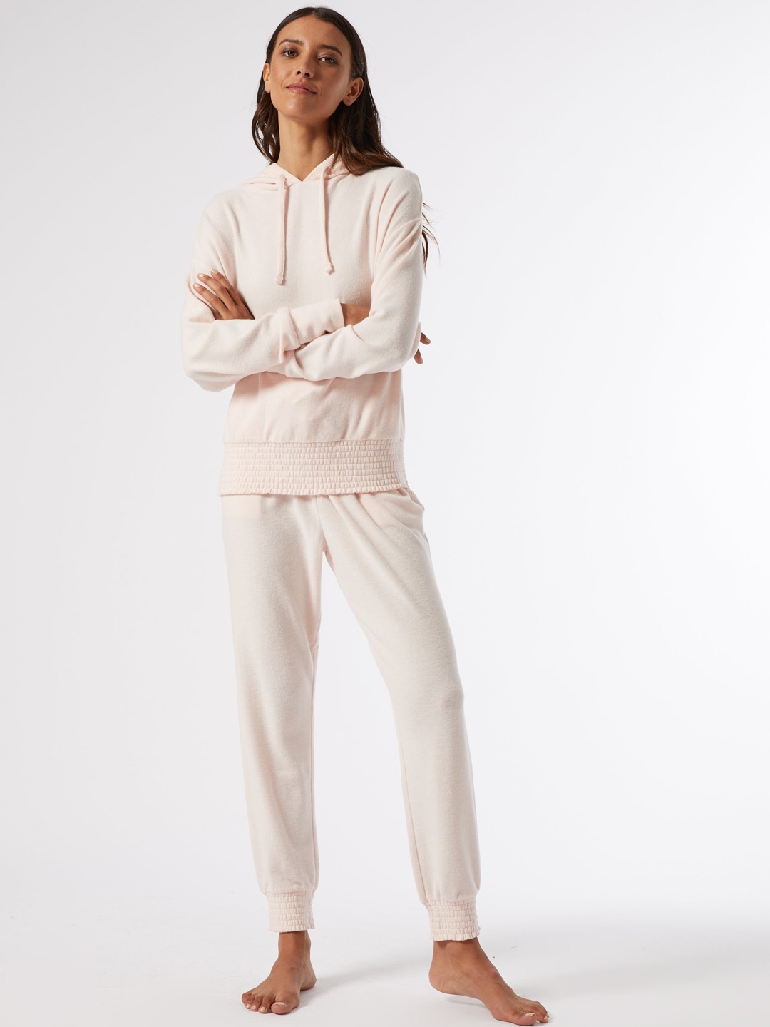 

DOROTHY PERKINS Women Peach-Coloured Solid Hooded Sweatshirt