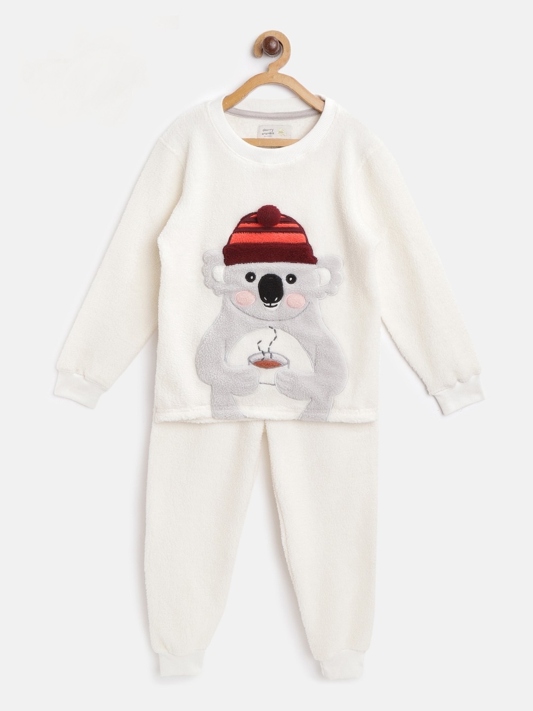 

Cherry Crumble Boys and Girls Cream Soft Applique koala Winter Nightsuit