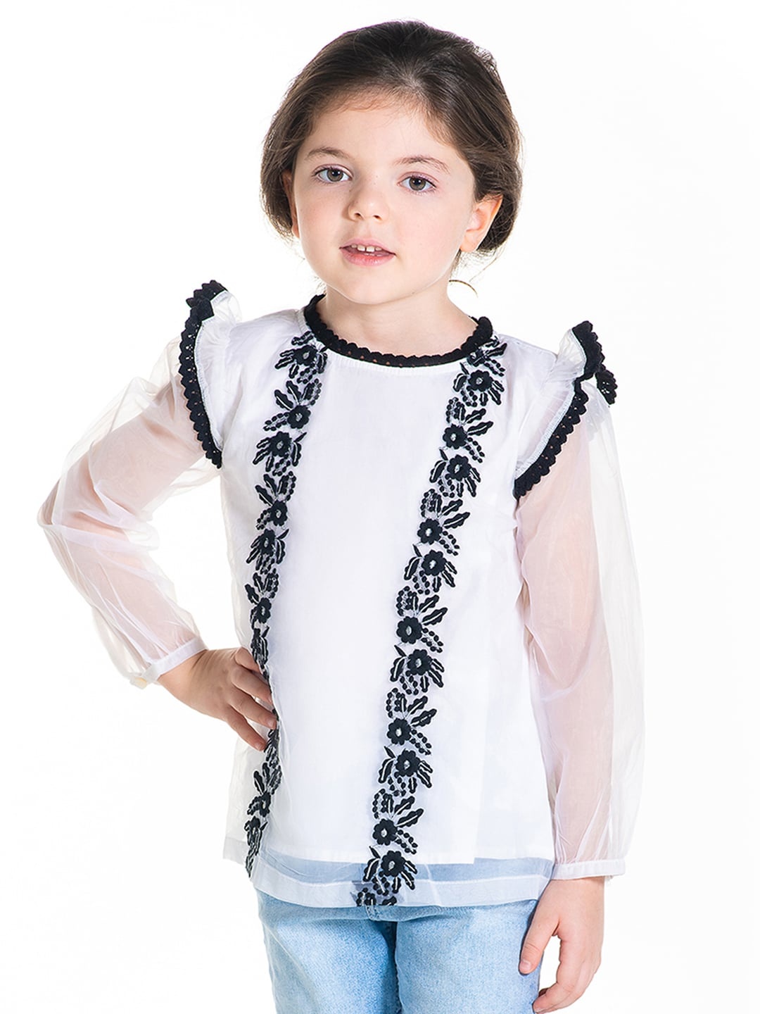 

Cherry Crumble Girls White Solid Top
