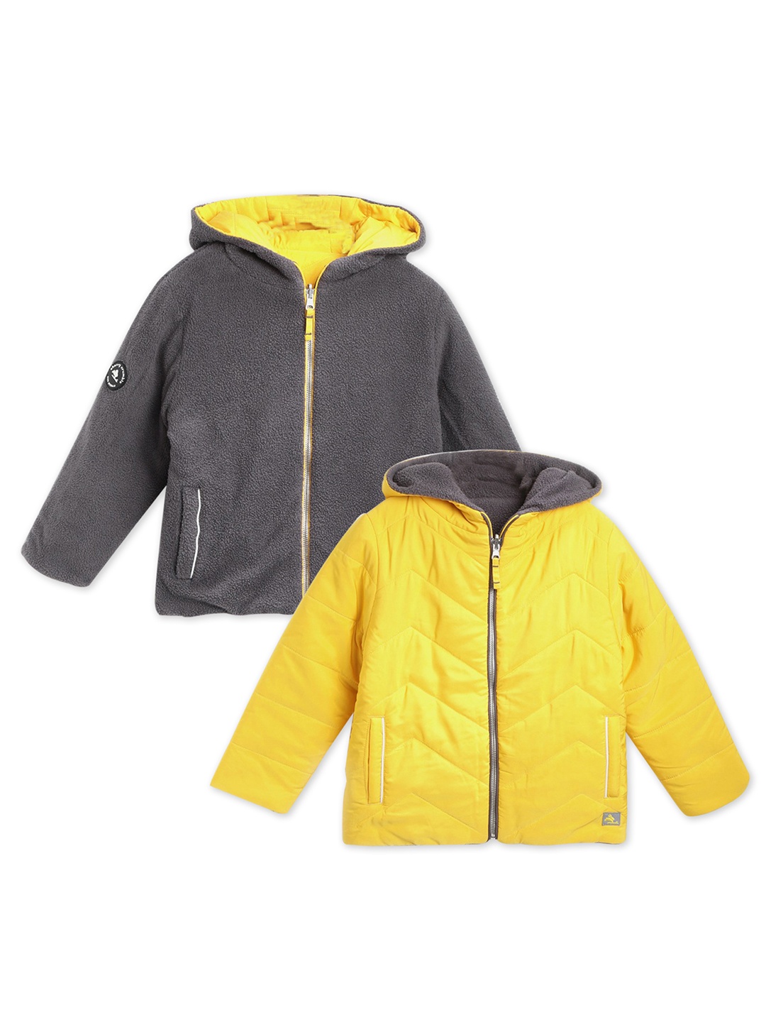 

Cherry Crumble Boys Yellow & Grey Solid Reversible Bomber