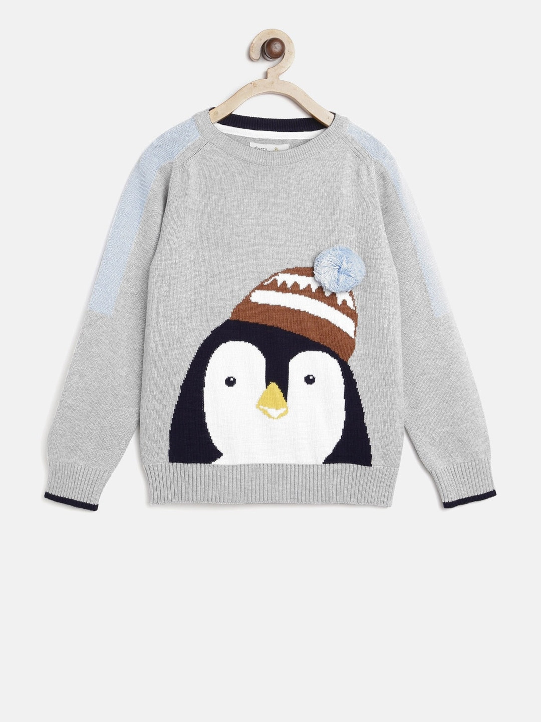 

Cherry Crumble Boys and Girls Grey Cut & Sew Striking Penguin Sweater
