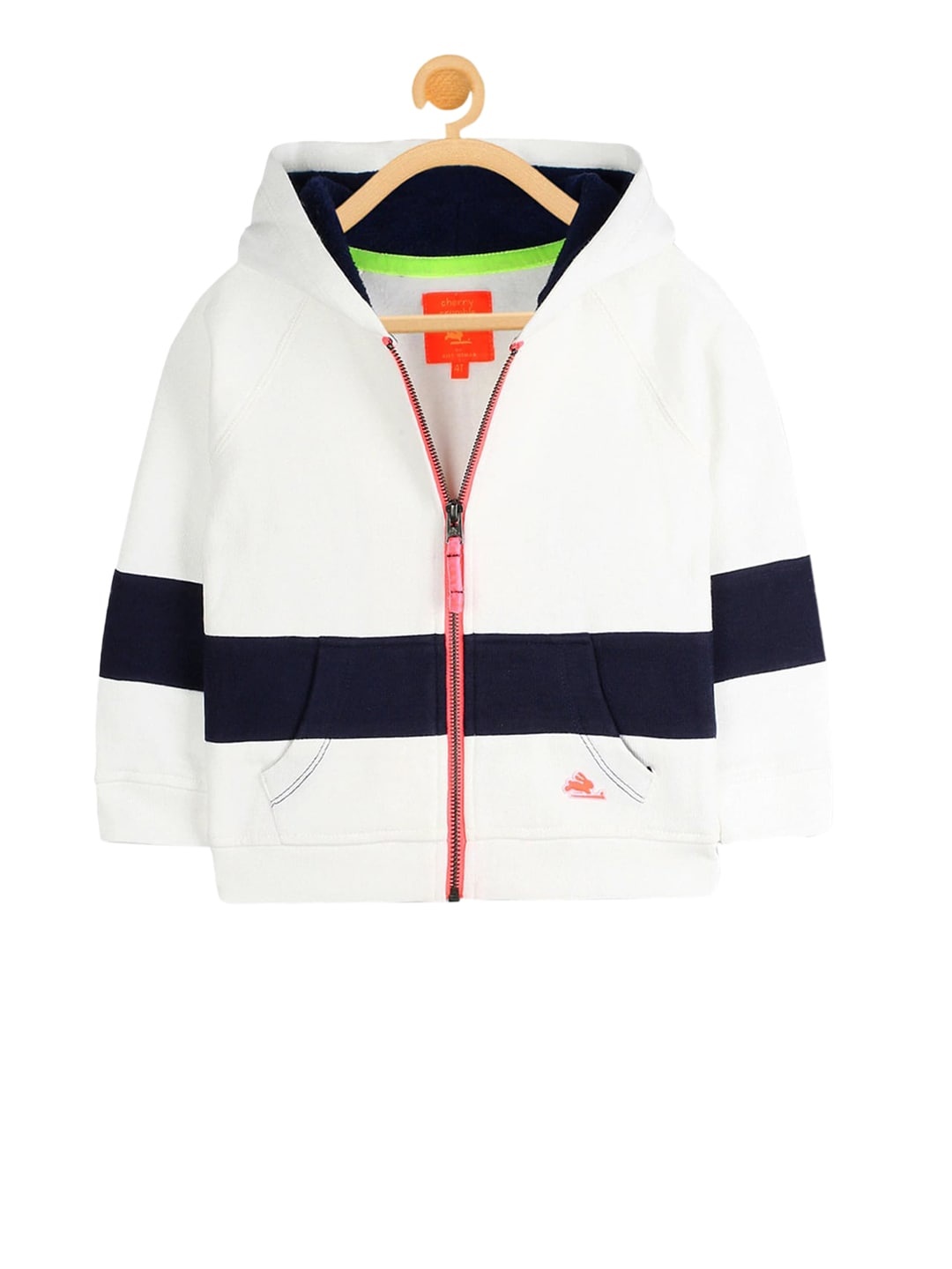 

Cherry Crumble Boys White & Black Colourblocked Hooded Sweatshirt