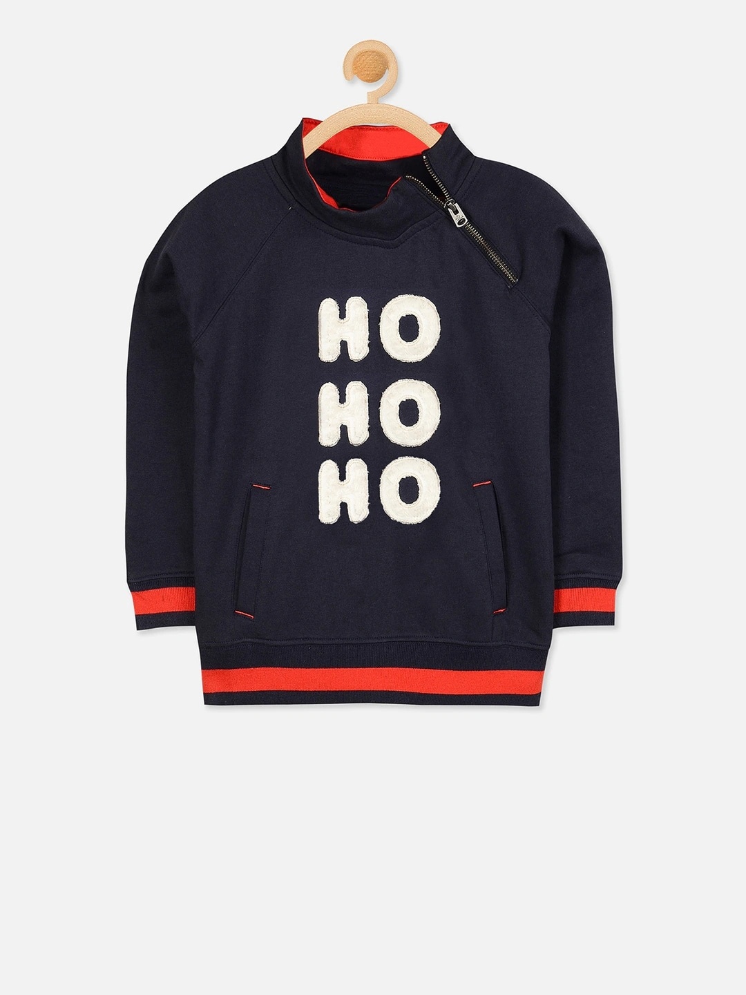 

Cherry Crumble Boys and Girls Navy Blue Embroidery Christmas Daring Sweatshirt