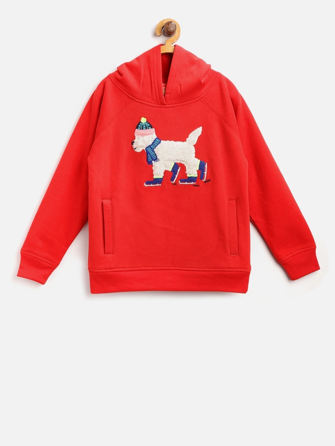 

Cherry Crumble Kids Embroidered Cotton Hooded Casual Sweatshirt, Red