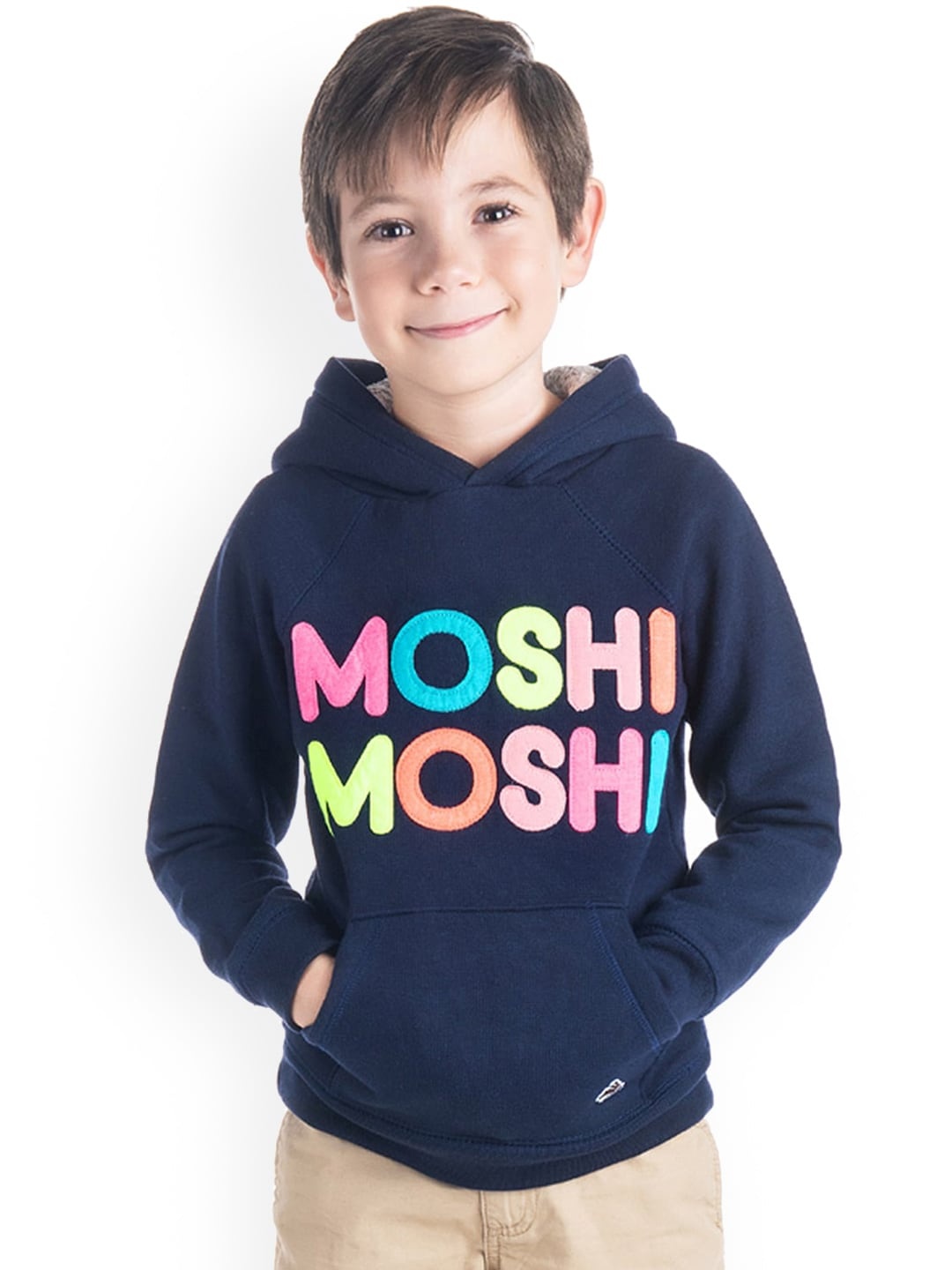 

Cherry Crumble Boys Blue Printed Hooded Sweatshirt