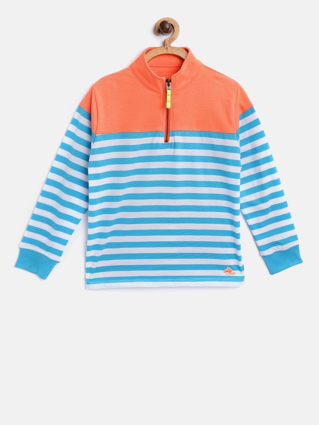 

Cherry Crumble Boys Multicolor Cut & Sew Half-Zip High Neck Sweatshirt, Blue