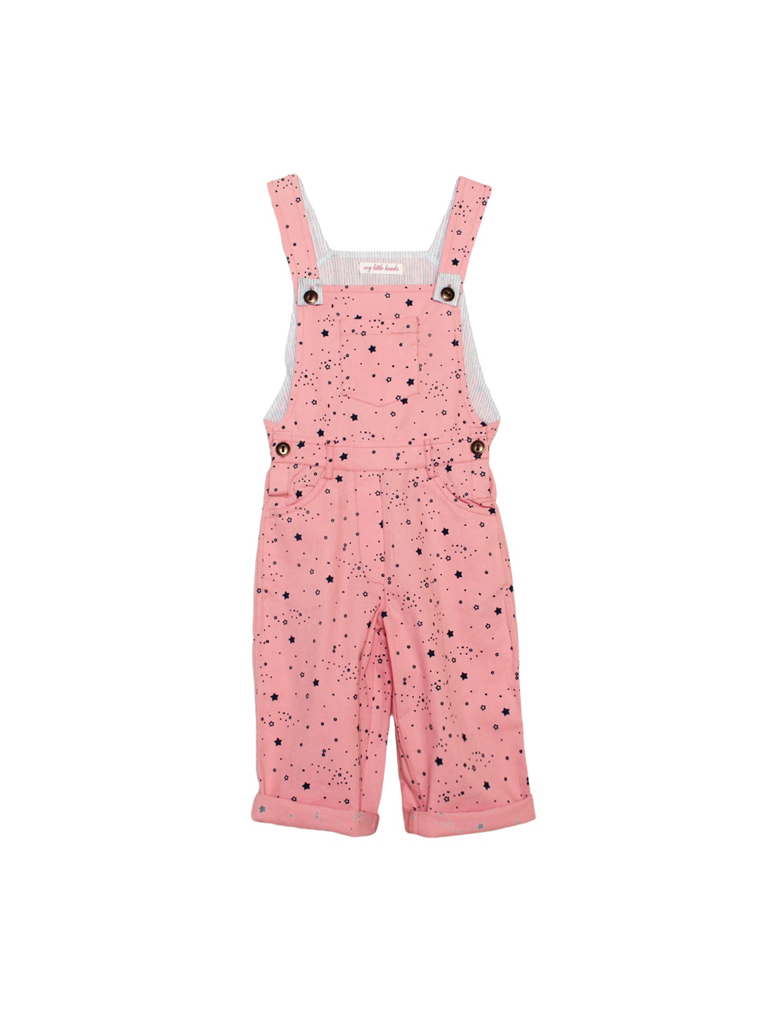 

My Little Lambs Girls Pink Printed Dungarees