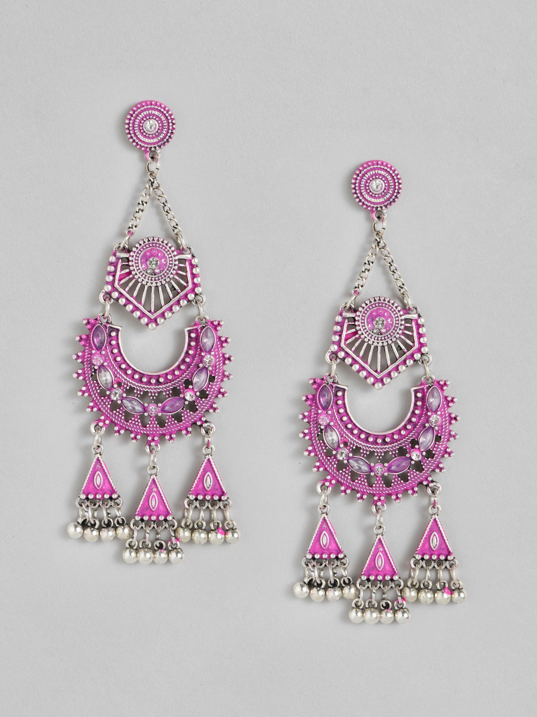 

Anouk Silver-Plated & Purple Crescent Shaped Drop Earrings