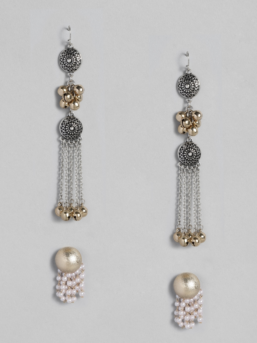 

Anouk Set of 2 Circular Shaped Drop Earrings in Silver & Gold Tones