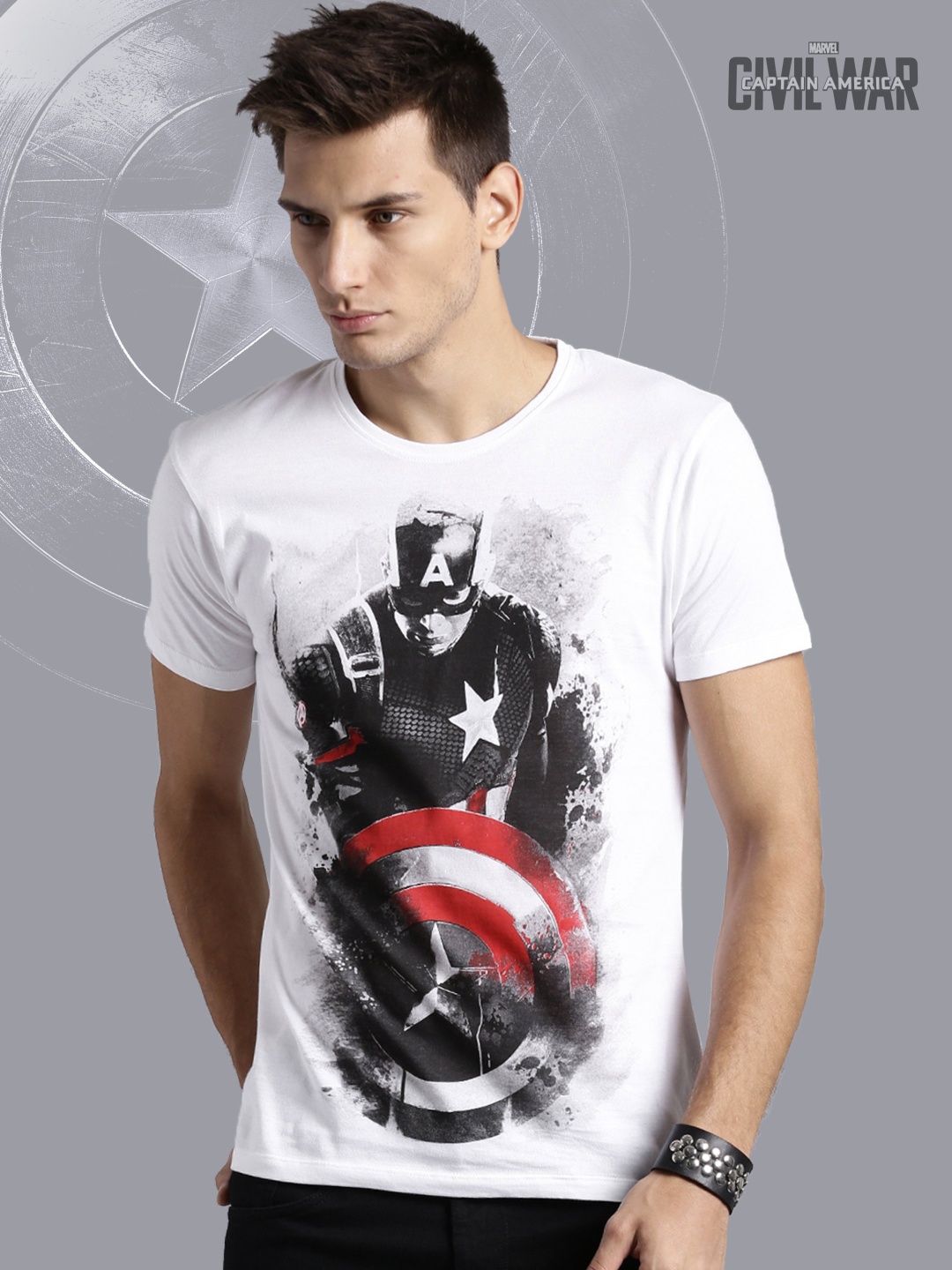 

Kook N Keech Marvel White Civil War Print Pure Cotton T-shirt