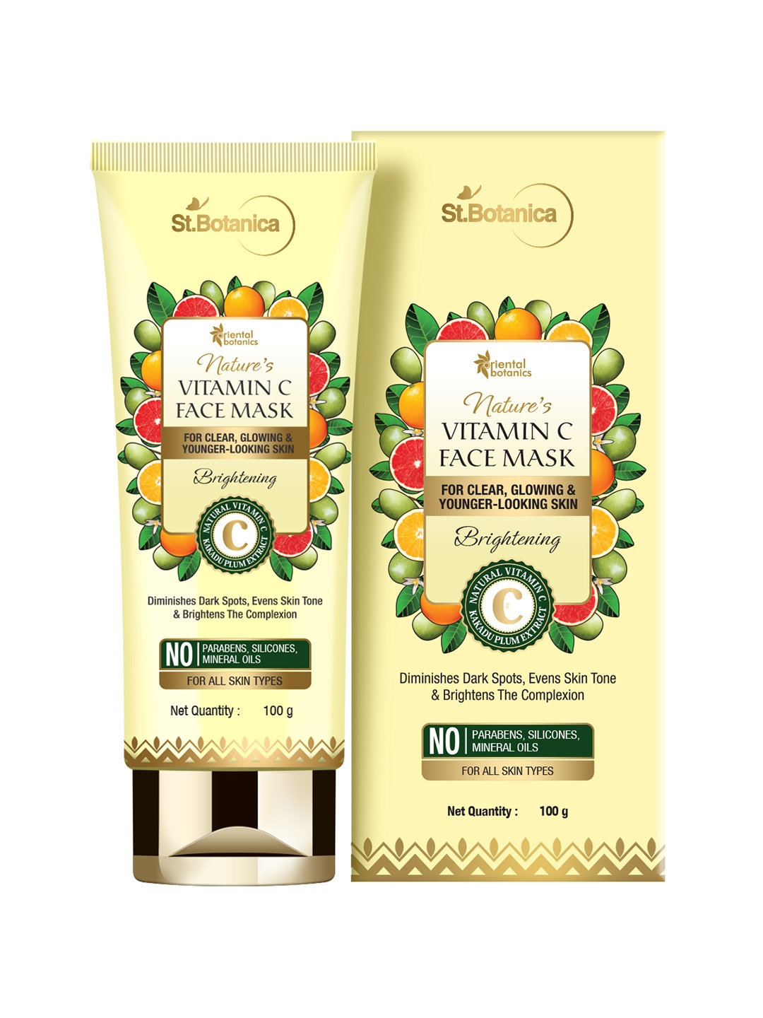 

Oriental Botanics Unisex Natures Vitamin C Brightening Face Mask 100g, Cream