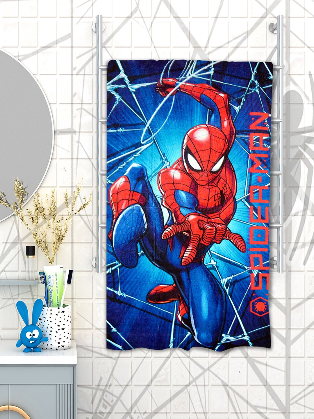 

Athom Trendz Marvel Kids Blue & Red Avengers Printed 350 GSM Bath Towel