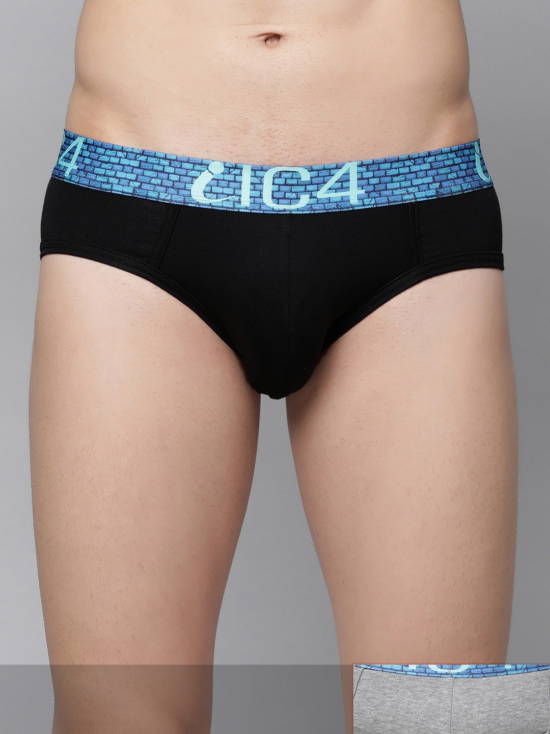 

IC4 Men Pack Of 2 Solid Knitted Basic Briefs 0B-G211P2, Black