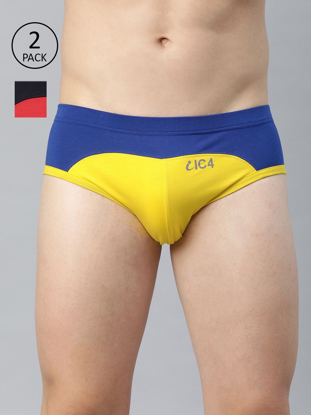 

IC4 Men Pack Of 2 Colourblocked Knitted Basic Briefs 0NR-RBY309P2, Yellow