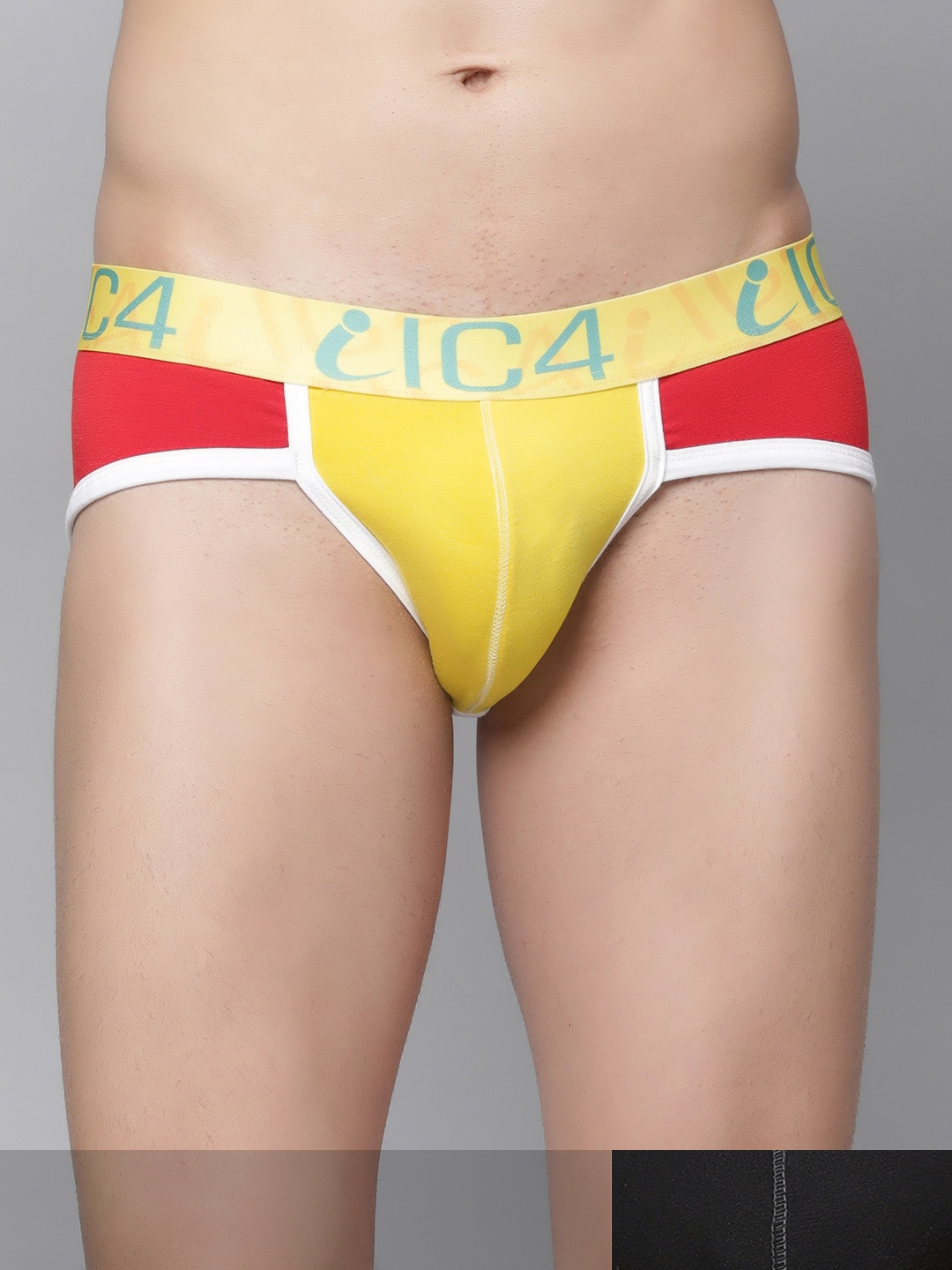 

IC4 Men Pack Of 2 Colourblocked Knitted Basic Briefs 0B-RY295P, Yellow