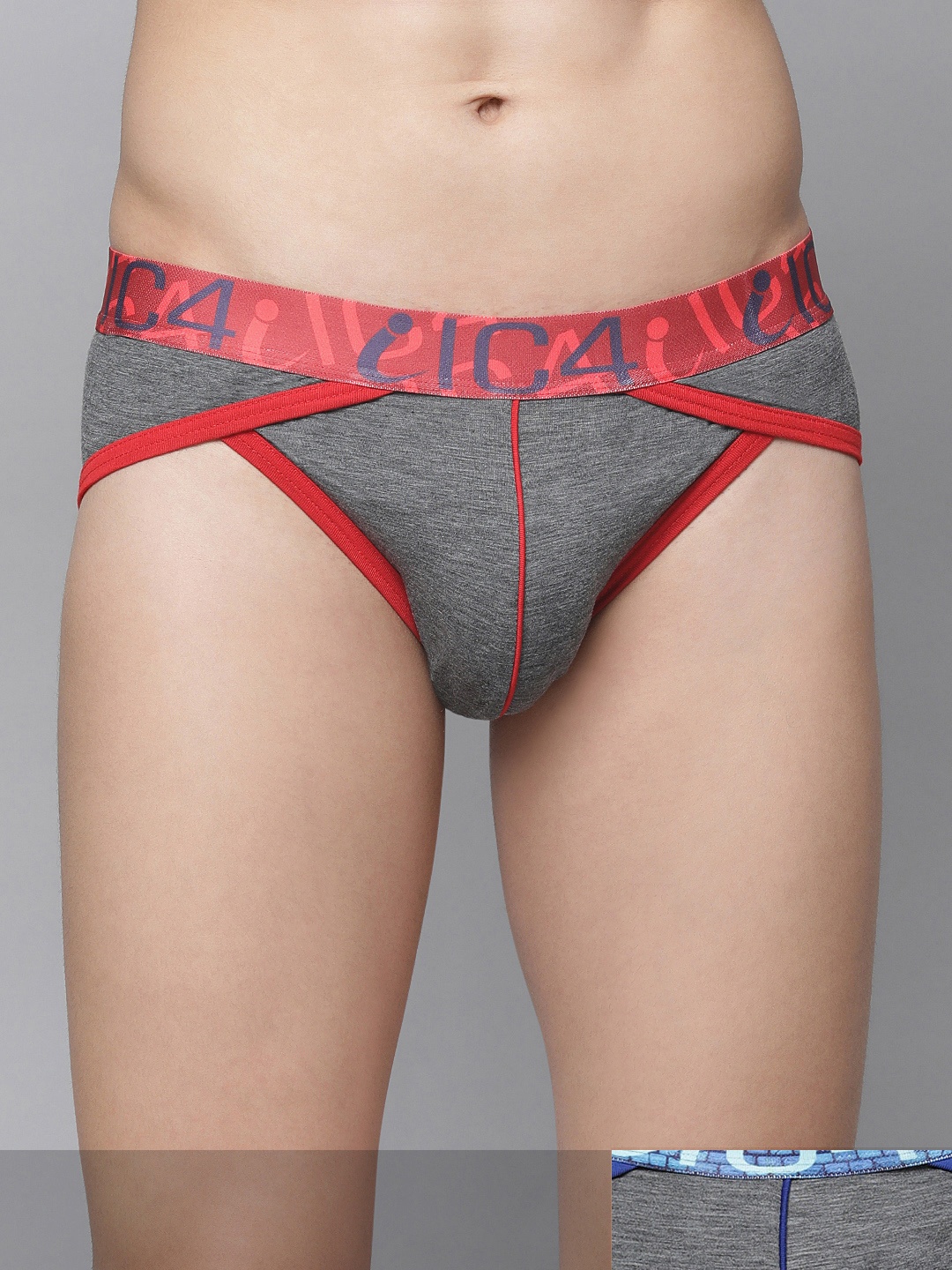 

IC4 Men Pack Of 2 Solid Knitted Basic Tanga Briefs 0CR-CRB249P2, Charcoal
