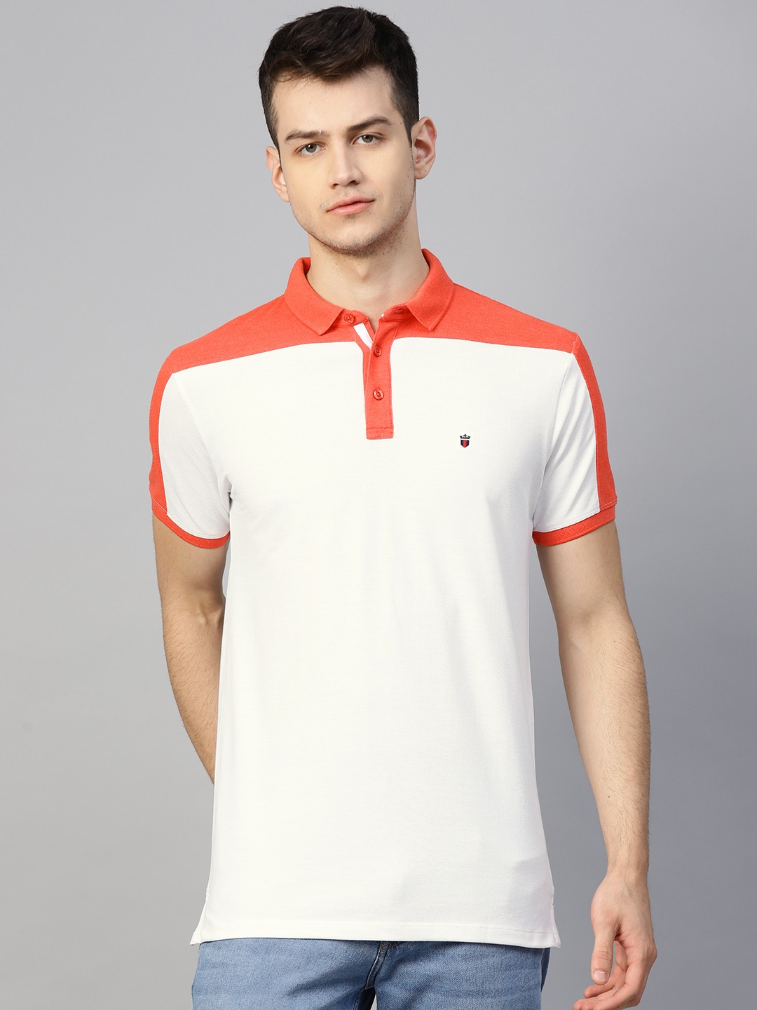 

Louis Philippe Jeans Men White Solid Polo Collar T-Shirt
