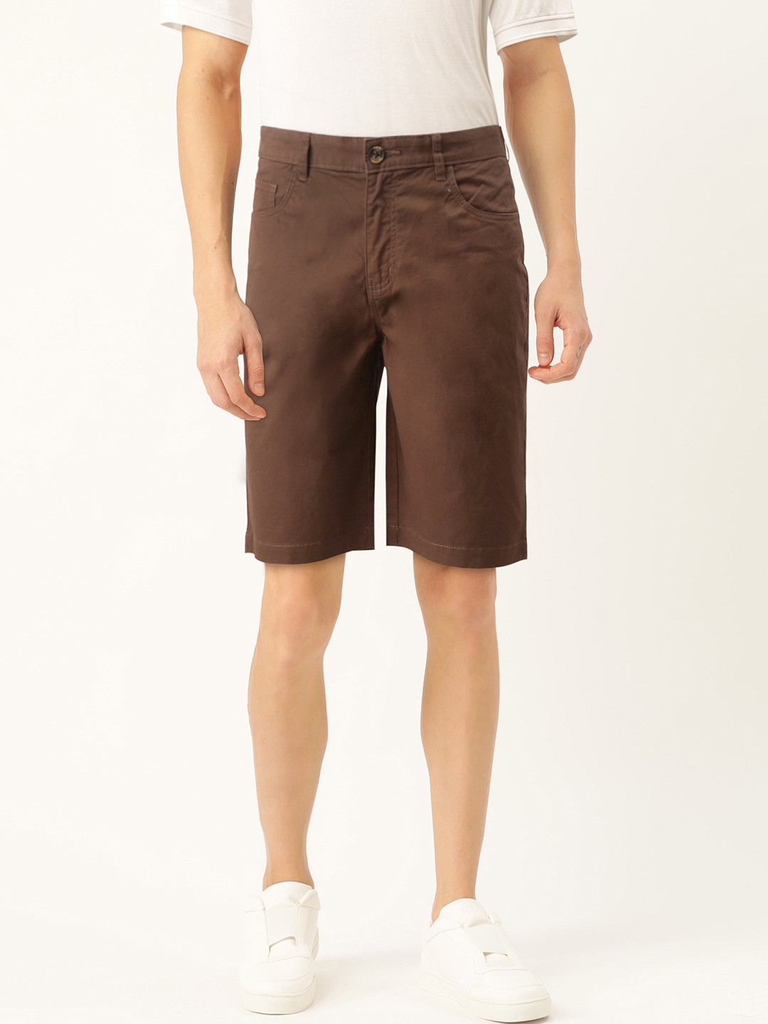

United Colors of Benetton Men Coffee Brown Twill Weave Solid Slim Fit Chino Shorts