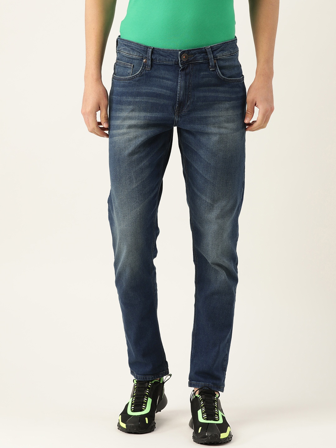 

United Colors of Benetton Men Navy Slim Tapered Fit Mid-Rise Clean Look Stretchable Jeans, Navy blue
