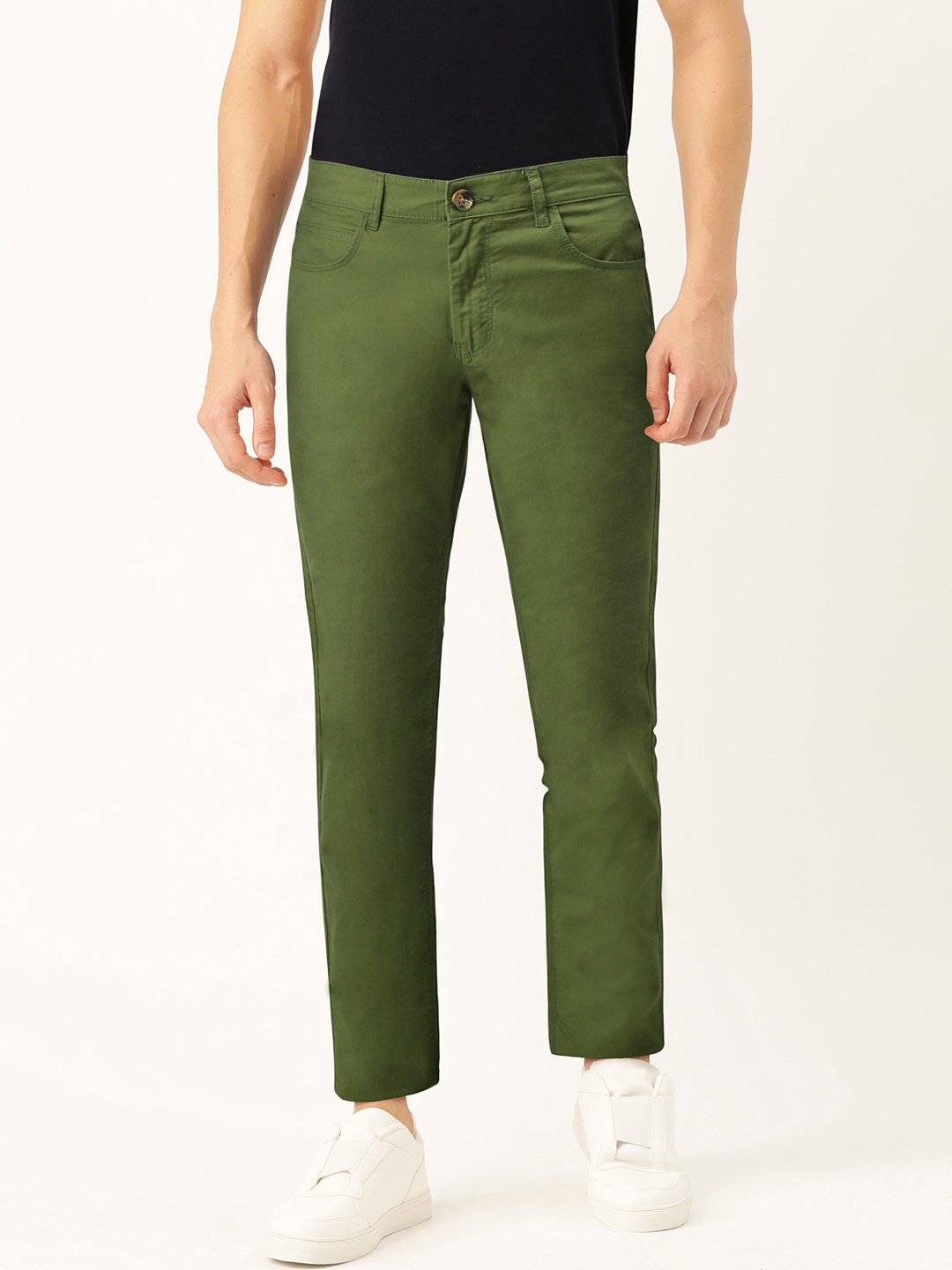 

United Colors of Benetton Men Olive Green Slim Fit Solid Chinos