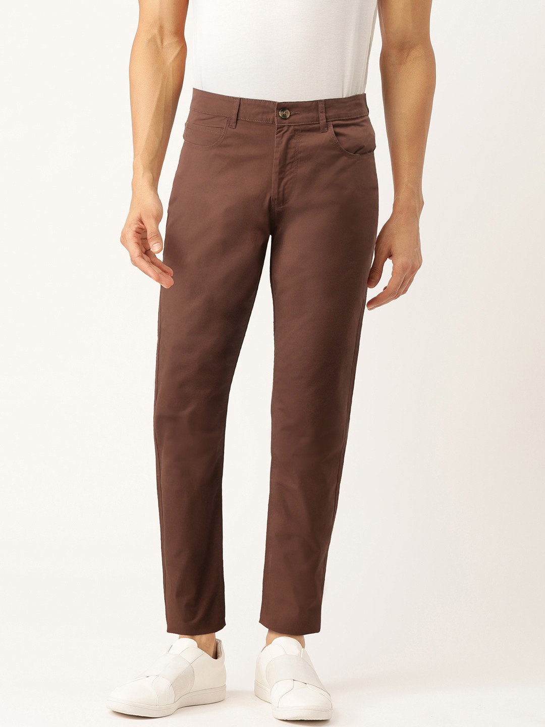 

United Colors of Benetton Men Coffee Brown Slim Fit Solid Chinos