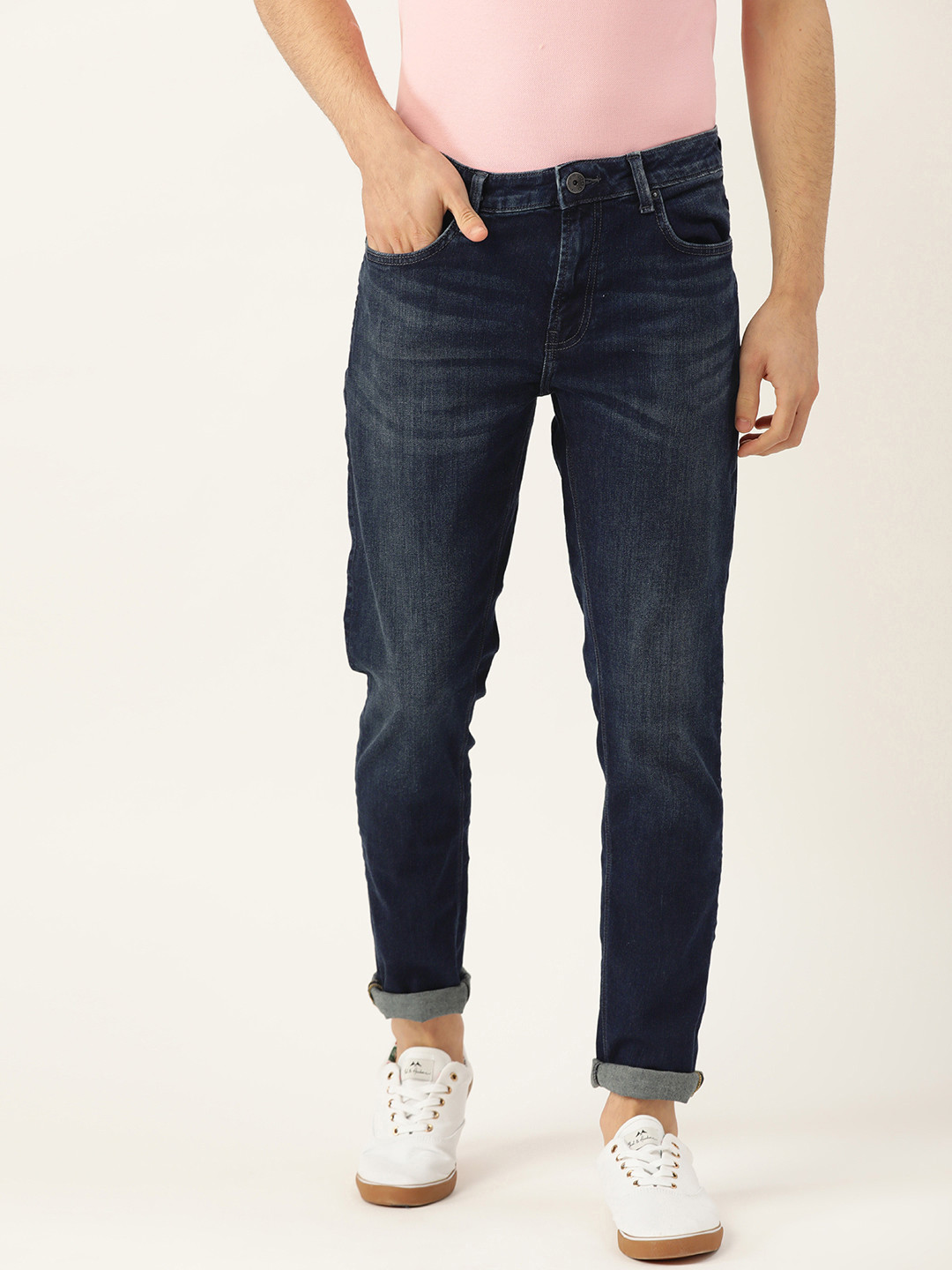 

United Colors of Benetton Men Navy Blue Skinny Fit Mid-Rise Clean Look Stretchable Jeans