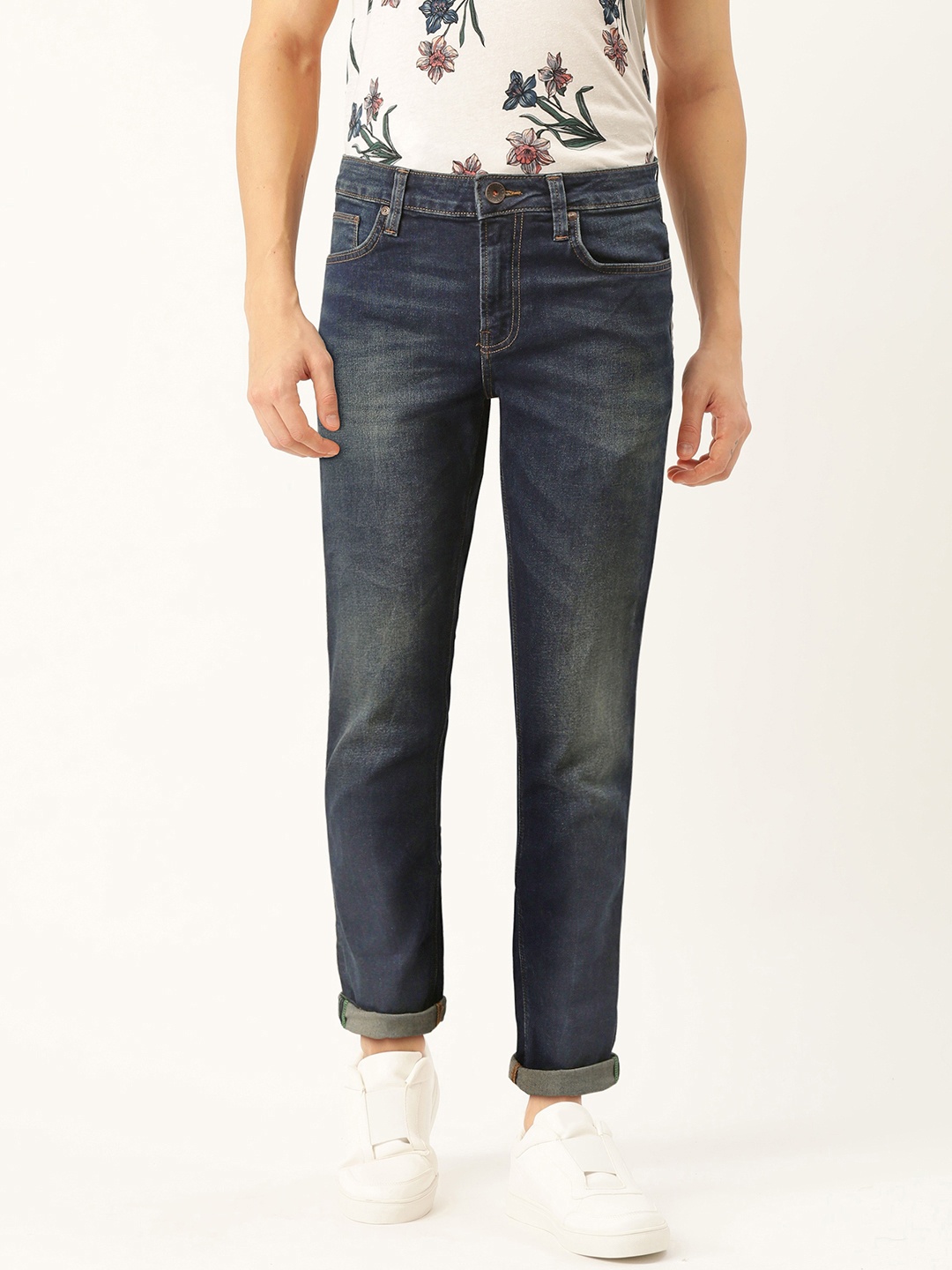 

United Colors of Benetton Men Navy Blue Skinny Fit Mid-Rise Clean Look Stretchable Jeans