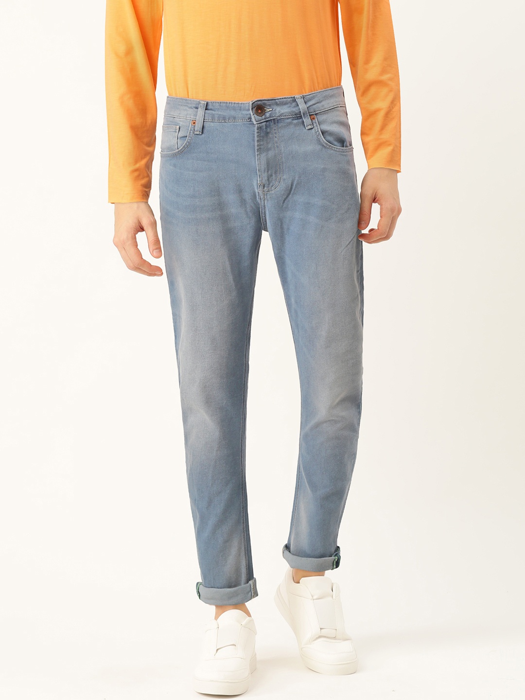 

United Colors of Benetton Men Blue Carrot Slim Fit Mid-Rise Clean Look Stretchable Jeans