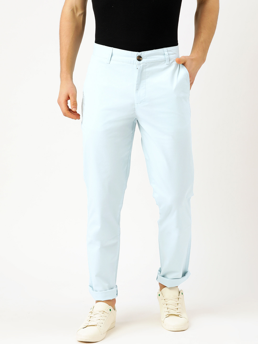 

United Colors of Benetton Men Blue Slim Fit Solid Chinos