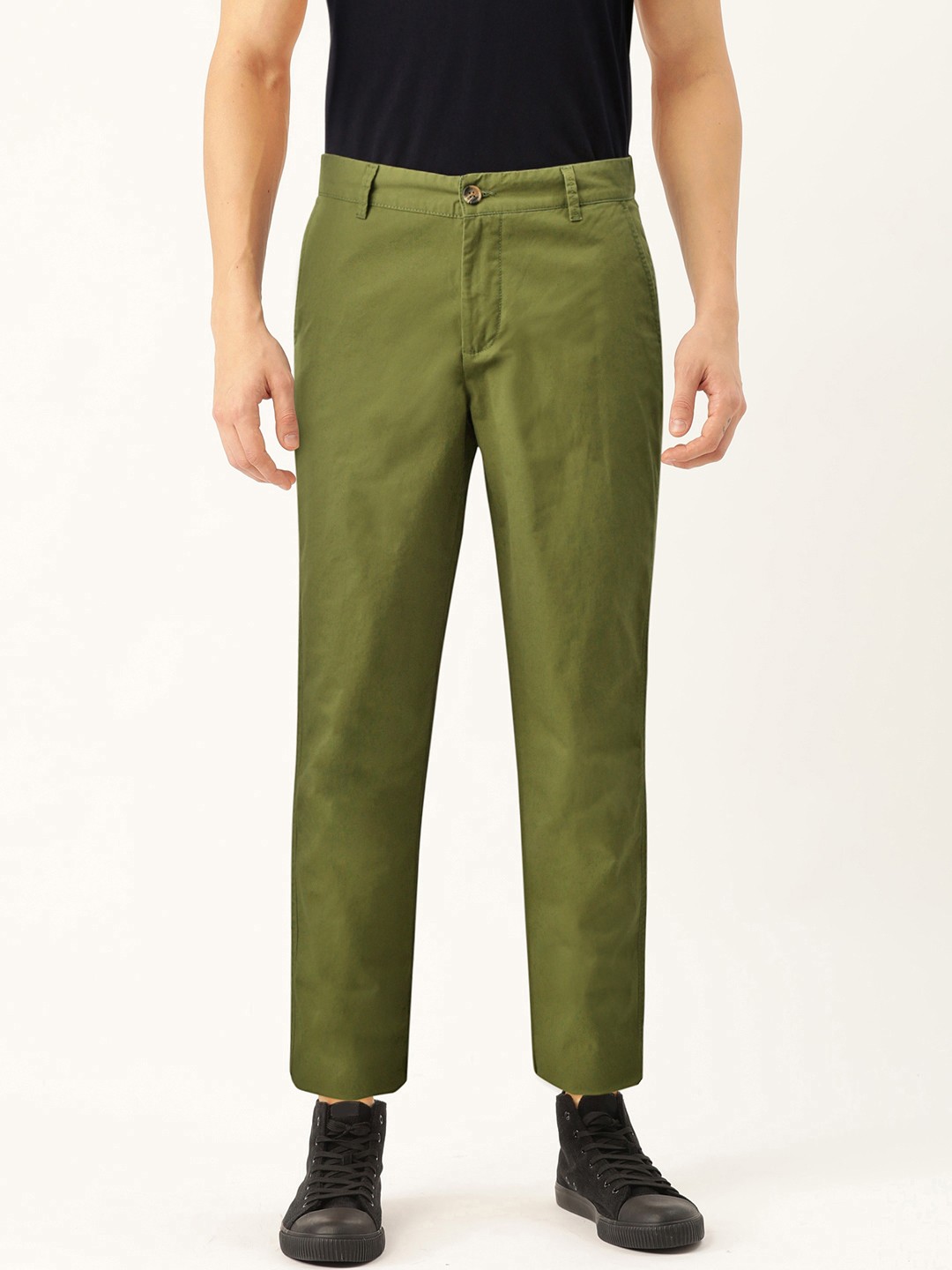 

United Colors of Benetton Men Olive Green Slim Fit Solid Chinos