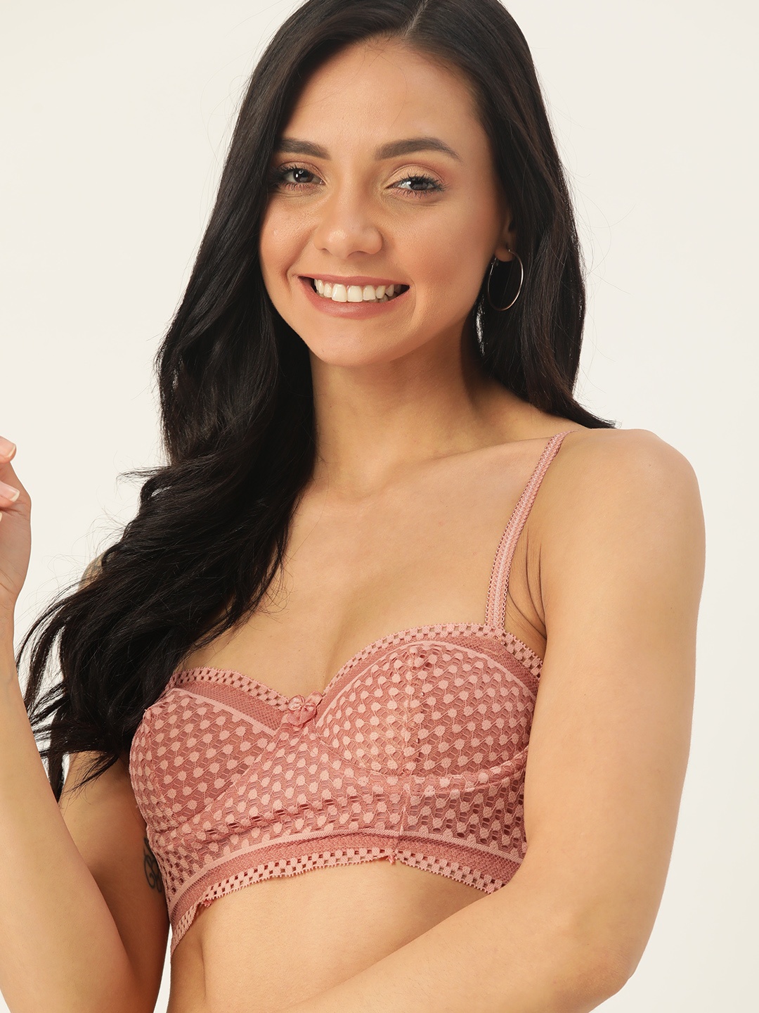 

DressBerry Peach-Coloured Lace Underwired Non Padded Balconette Bra DB-BRALET-02C1