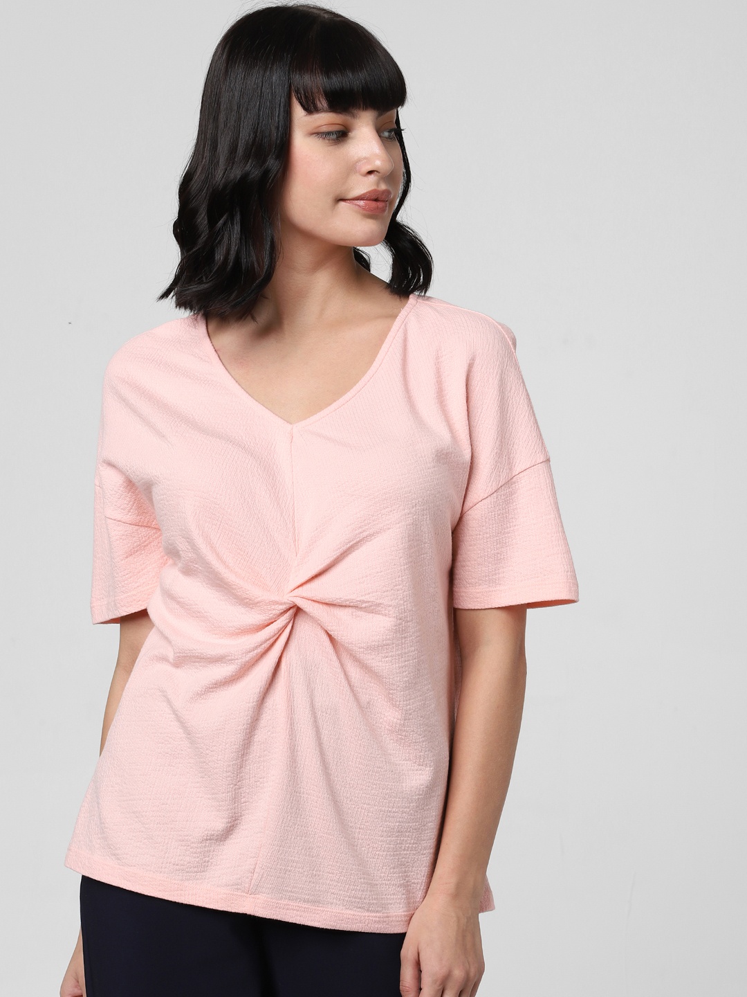 

Vero Moda Women Pink Textured Twisted Detail Top