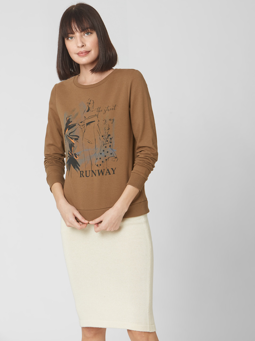

Vero Moda Women Brown Printed Sweatshirt