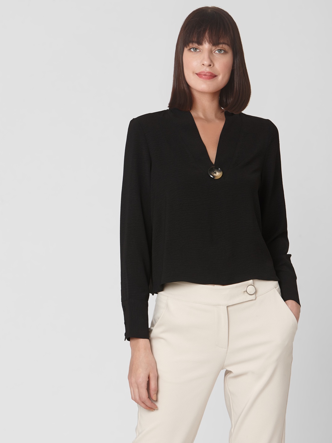 

Vero Moda Women Black Solid Top