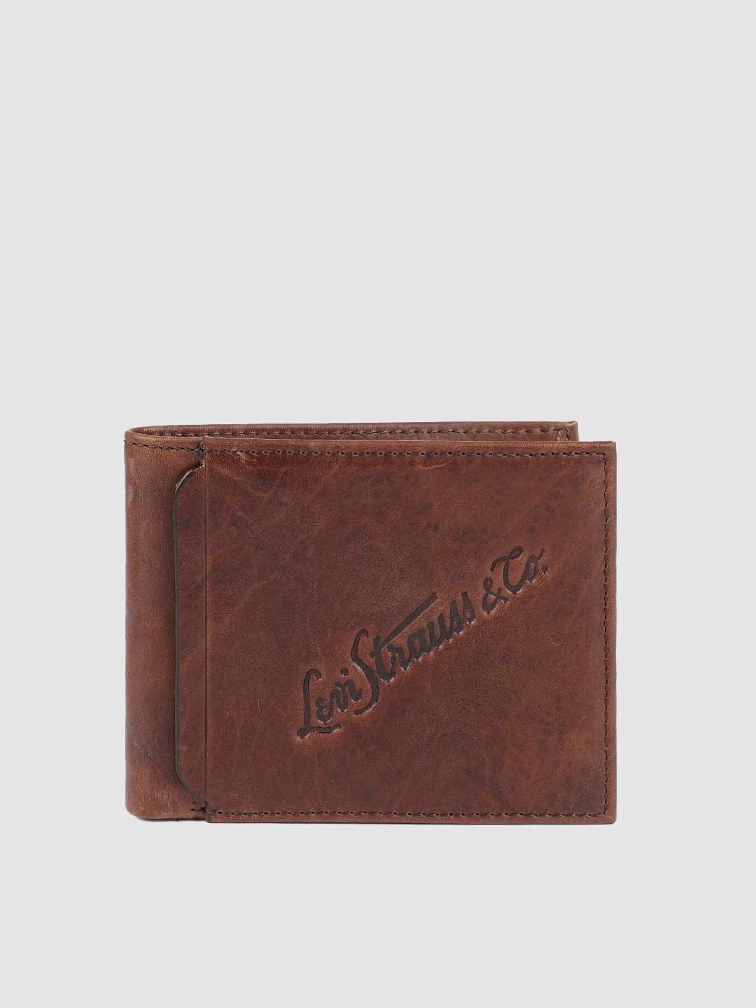 

Levis Men Brown Self Design Leather Two Fold Wallet