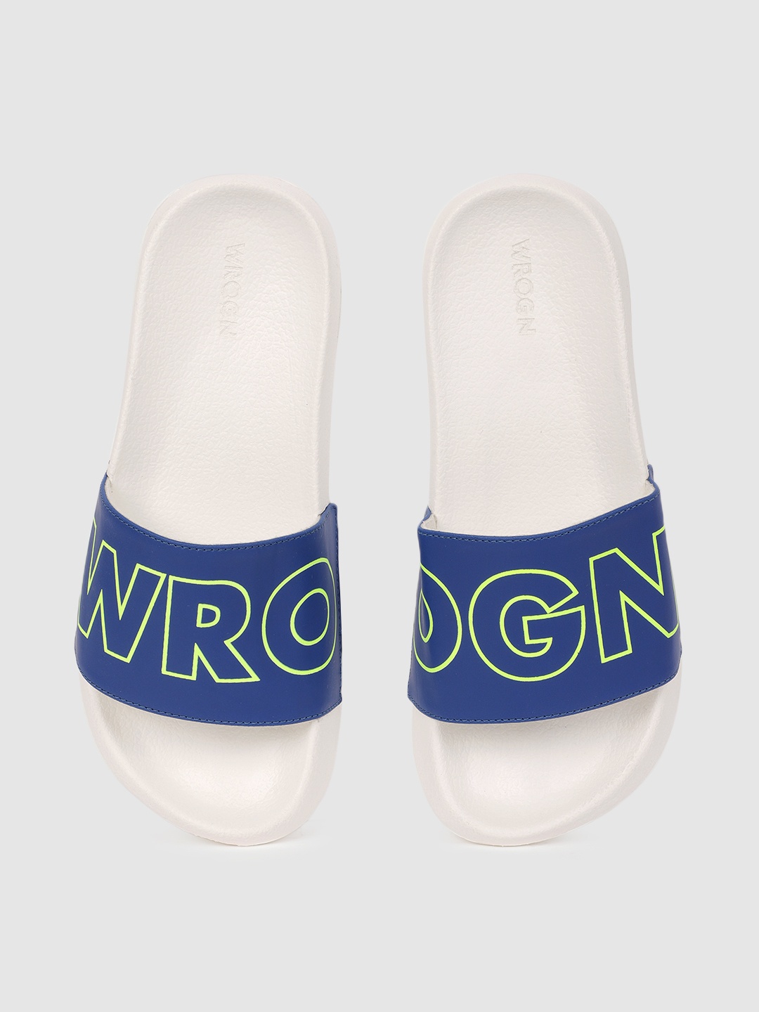 

WROGN Men Blue & White Printed Sliders