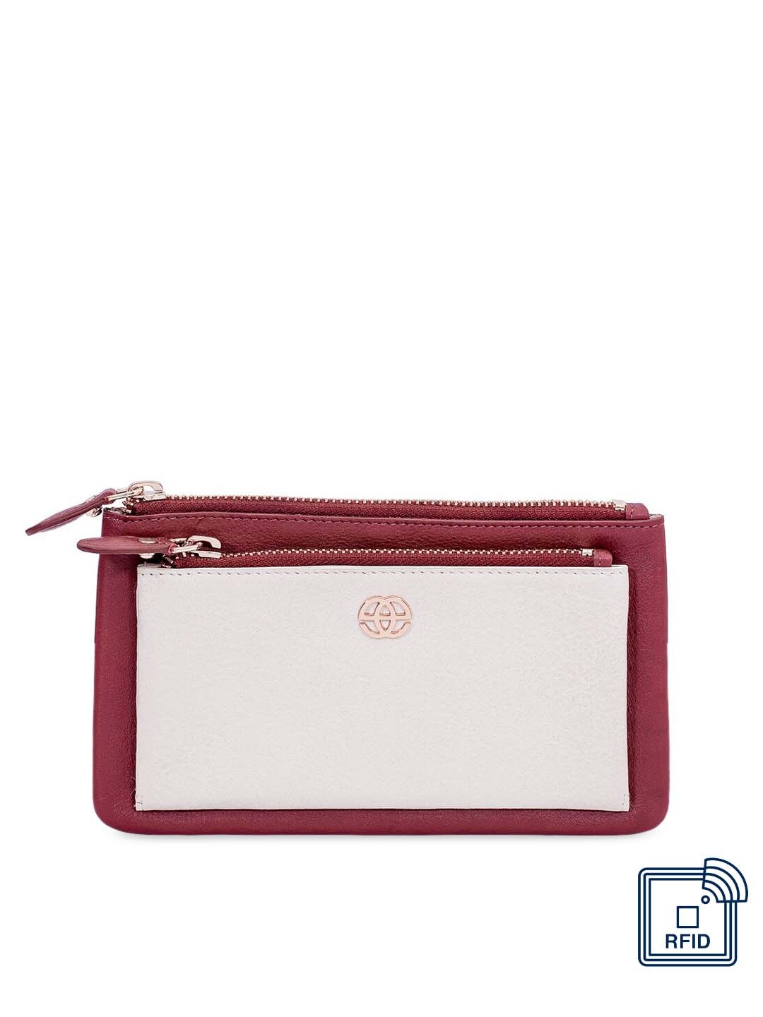 

Eske Women Magenta & Off-White Colourblocked Zip Around Wallet
