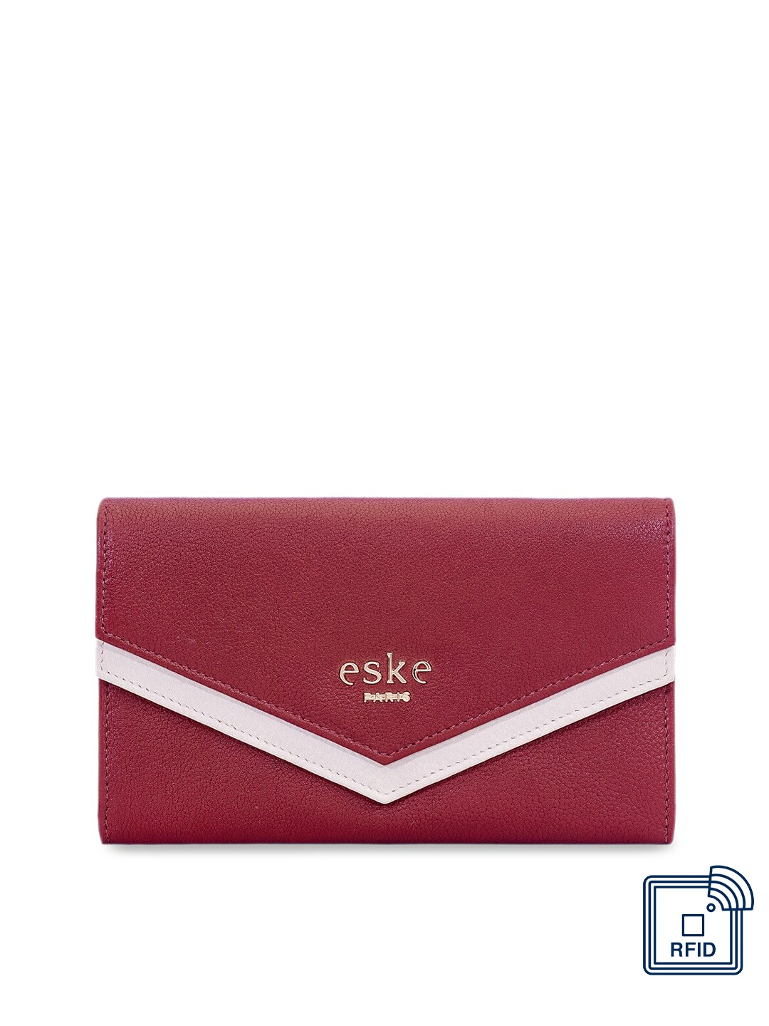 

Eske Women Maroon Solid Leather Solid Envelope Wallet