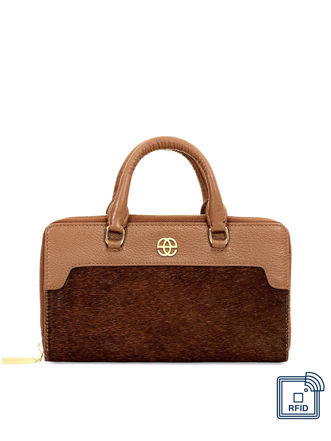 

Eske Women Brown Colourblocked Zip Around Wallet