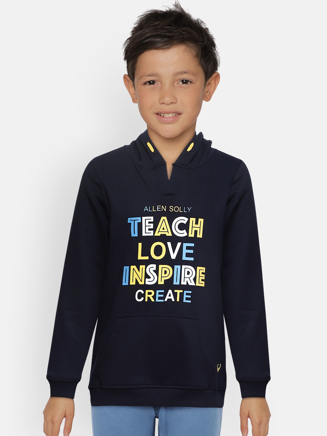 

Allen Solly Junior Boys Navy Blue Printed Hooded Sweatshirt