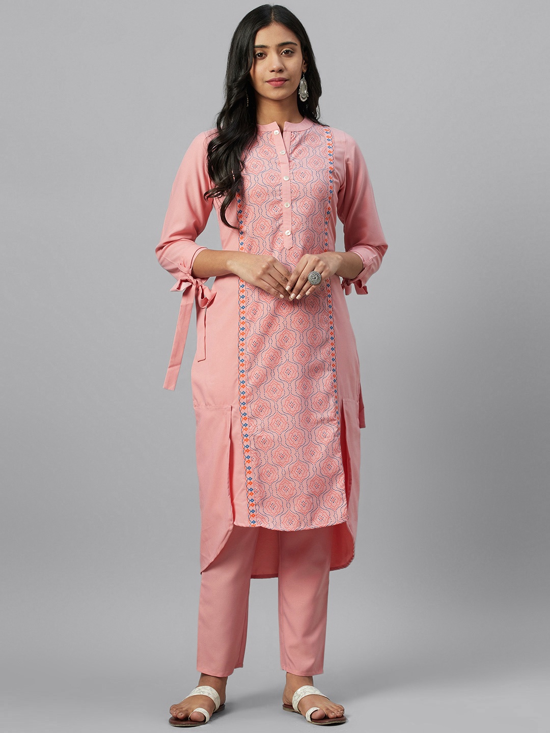 

ZIYAA Women Pink Khari Print Kurta with Trousers
