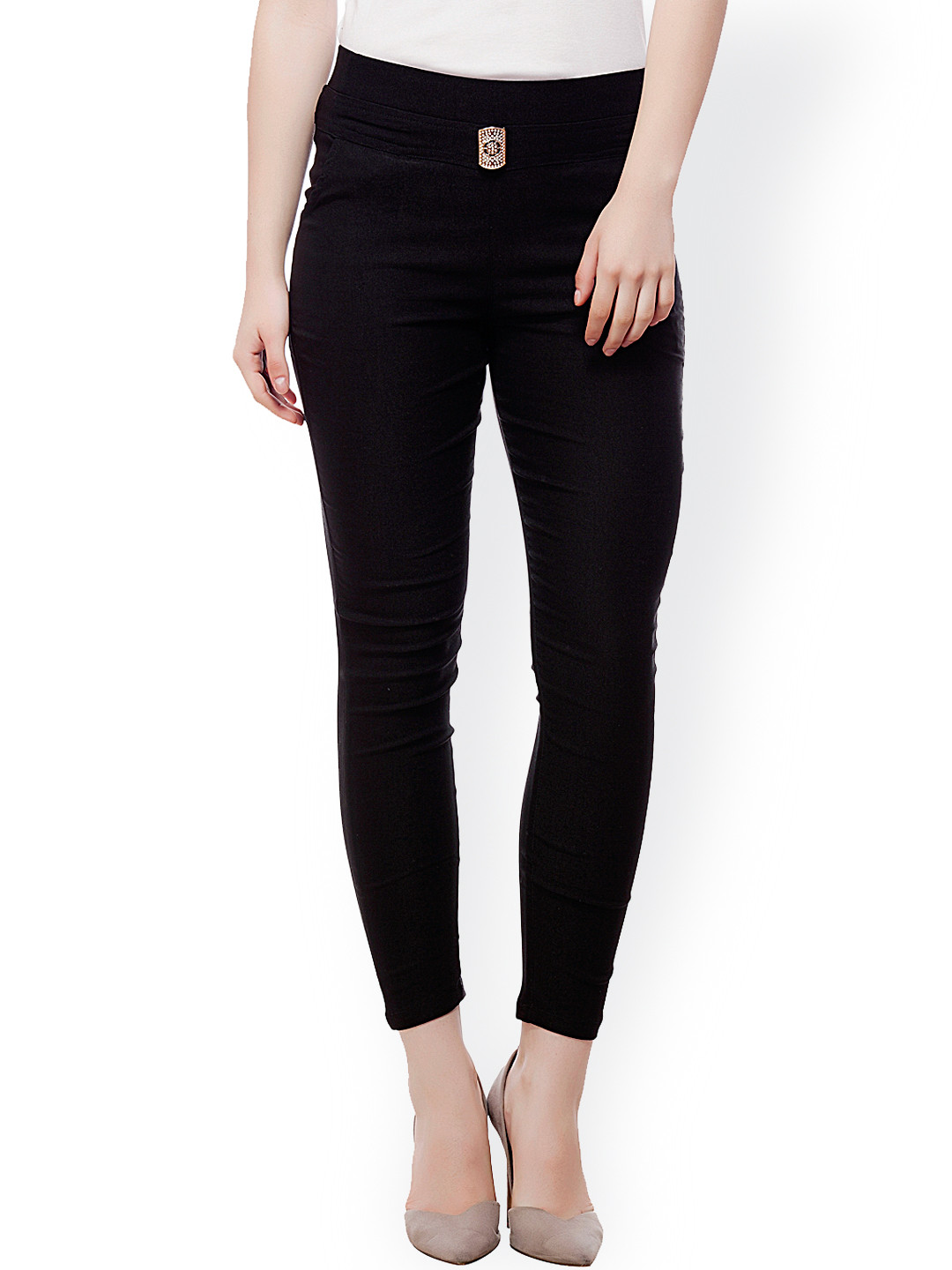 

Purple Feather Black Slim Fit Jeggings