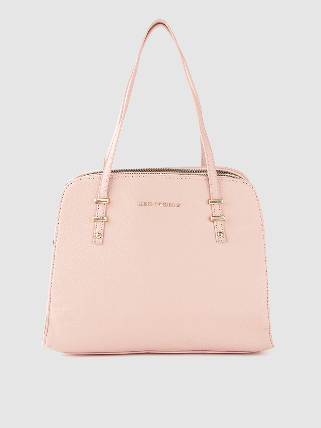 

Lino Perros Peach-Coloured Solid Handheld Bag