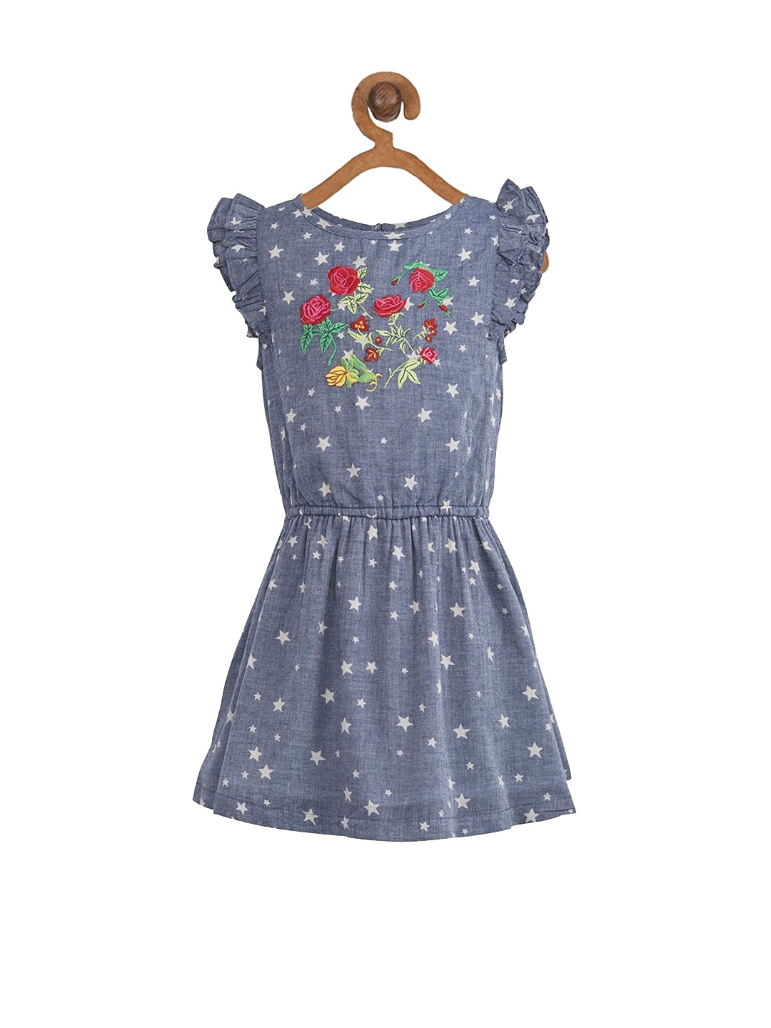 

Miyo Girls Blue Printed Fit and Flare Dress