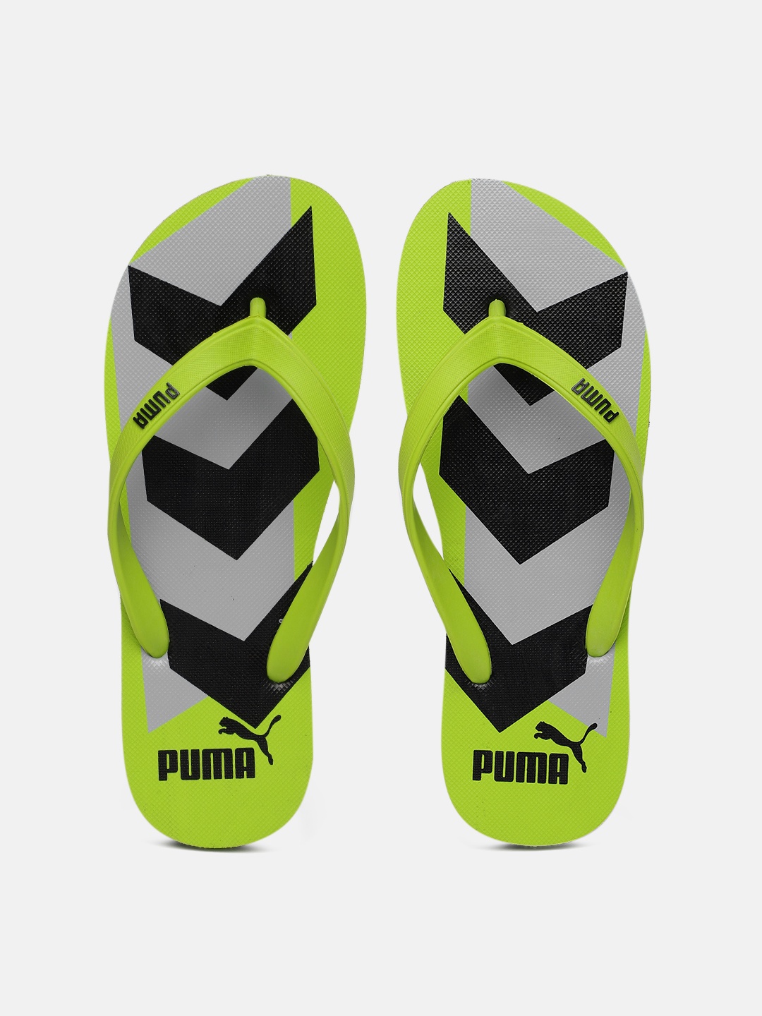 

Puma Men Lime Green Black Leon v1 Printed Thong Flip-Flops