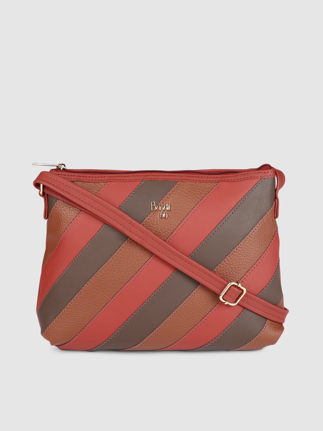 

Baggit Red & Brown Striped Sling Bag