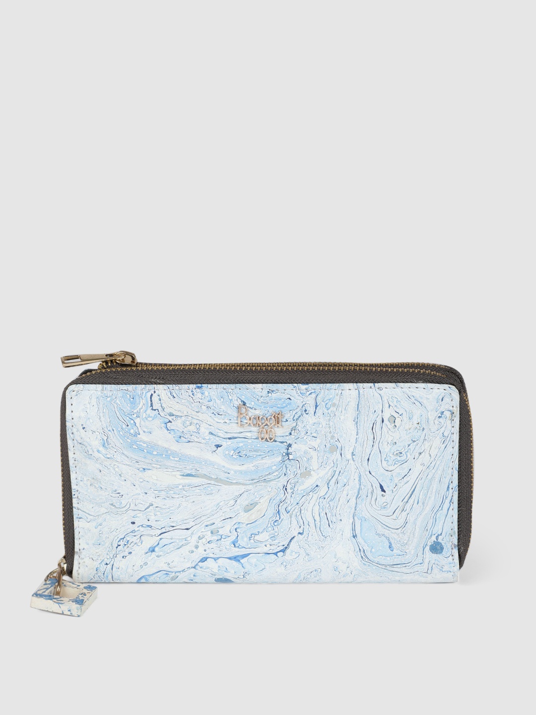 

Baggit Women White & Blue Printed JUSTER Zip Around Wallet