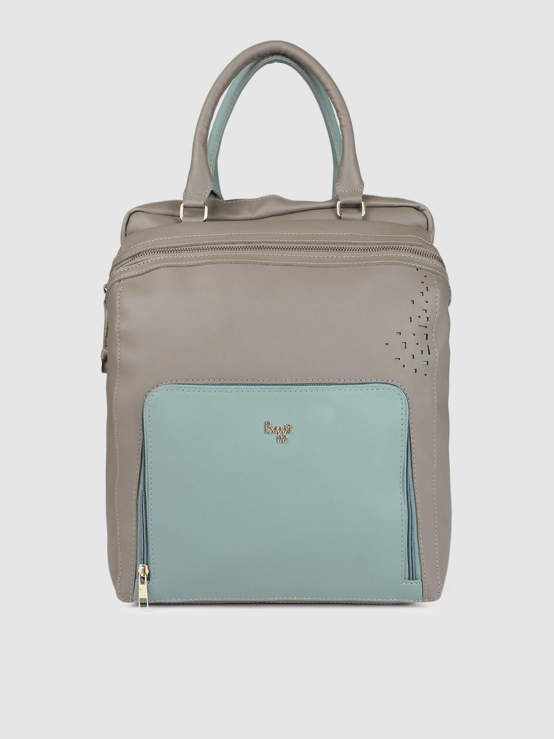 

Baggit Women Grey & Blue Colourblocked Backpack cum Handbag