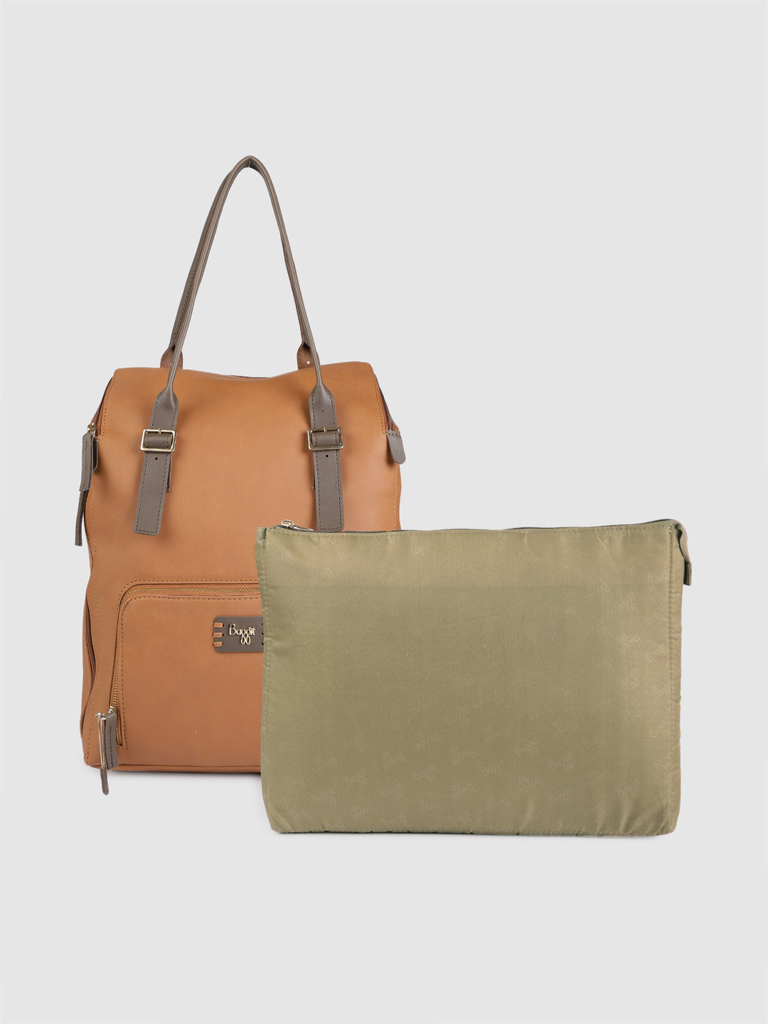 

Baggit Tan-Brown Solid Handheld Laptop Bag