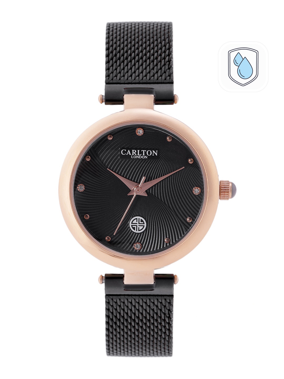 

Carlton London Women Black Textured Analogue Watch CL027RBLK